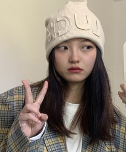 Women's Wool Knit Hat - Versatile Autumn/Winter Warm Cap, Face-Shaping Design, Korean Style, Trendy for Couples