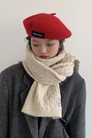 Women's Wool Scarf - 2025 Winter High-End Imitation Cashmere Warm Korean Style Versatile Neck Gaiter in Green