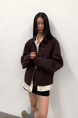 Wool Blend Short Work Jacket for Autumn and Winter, Stylish Layering Piece, Casual Chic, Versatile Outerwear