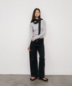 Wool Knit Rolled Hem Top - Casual Fall/Winter 2025 Fashion Essential - Cozy & Stylish for 90s & Y2K Inspired Looks