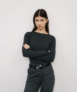 Wool Knit Rolled Hem Top - Casual Fall/Winter 2025 Fashion Essential - Cozy & Stylish for 90s & Y2K Inspired Looks
