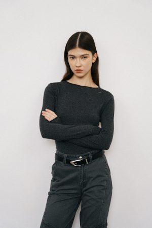 Wool Knit Rolled Hem Top - Casual Fall/Winter 2025 Fashion Essential - Cozy & Stylish for 90s & Y2K Inspired Looks
