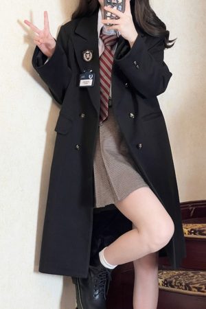 Woolen JK Uniform Coat for Women, Textured Loose Fit Outerwear, Winter College Style, Small Size, Pudding Bear Inspired Design