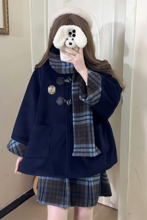 Woolen Overcoat Pudding Bear JK Uniform Set - Autumn Winter 2025 Four-Piece School Outfit, Cute Kawaii Style