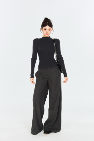 Woolen Wide-Leg Casual Pants for Winter - High Intelligence Style, Versatile & Slimming Loose Trousers for Work or Everyday Wear