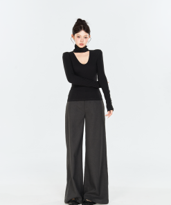 Woolen Wide-Leg Casual Pants for Winter - High Intelligence Style, Versatile & Slimming Loose Trousers for Work or Everyday Wear