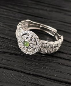 Woven Jade Stone Lace Ring for Women - High-End Light Luxury Fashion Accessory, Personalized Index Finger Design