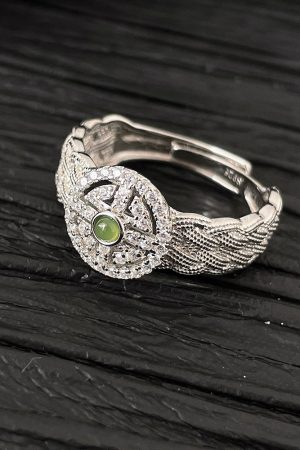 Woven Jade Stone Lace Ring for Women - High-End Light Luxury Fashion Accessory, Personalized Index Finger Design