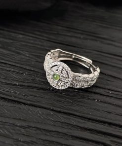 Woven Jade Stone Lace Ring for Women - High-End Light Luxury Fashion Accessory, Personalized Index Finger Design