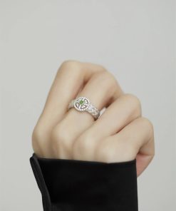 Woven Jade Stone Lace Ring for Women - High-End Light Luxury Fashion Accessory, Personalized Index Finger Design