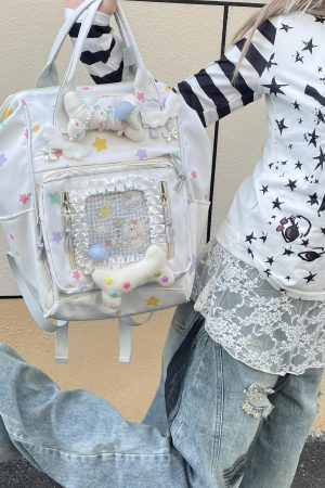 Y2K Casual Large-Capacity Backpack with Playful Puppy Bone Design - Stylish Millennium Laptop Bag for Everyday Use
