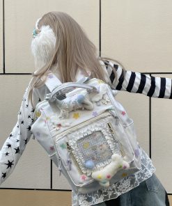 Y2K Casual Large-Capacity Backpack with Playful Puppy Bone Design - Stylish Millennium Laptop Bag for Everyday Use