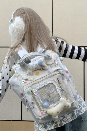 Y2K Casual Large-Capacity Backpack with Playful Puppy Bone Design - Stylish Millennium Laptop Bag for Everyday Use