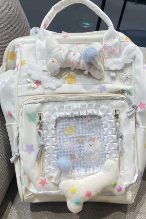 Y2K Casual Large-Capacity Backpack with Playful Puppy Bone Design - Stylish Millennium Laptop Bag for Everyday Use