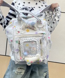 Y2K Casual Large-Capacity Backpack with Playful Puppy Bone Design - Stylish Millennium Laptop Bag for Everyday Use