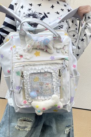 Y2K Casual Large-Capacity Backpack with Playful Puppy Bone Design - Stylish Millennium Laptop Bag for Everyday Use