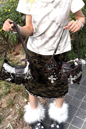 Y2K Crescent Crossbody Bag - Millennial Motorcycle Design Handbag for Underarm Use, Trendy Sweet Cool Style
