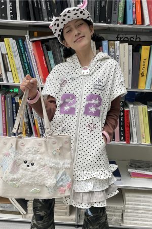 Y2K Cute Dog Tote Bag - Versatile Girl's Shoulder Bag for Commuting - Stylish Underarm Design