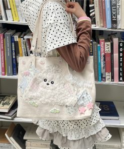 Y2K Cute Dog Tote Bag - Versatile Girl's Shoulder Bag for Commuting - Stylish Underarm Design