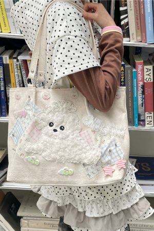 Y2K Cute Dog Tote Bag - Versatile Girl's Shoulder Bag for Commuting - Stylish Underarm Design