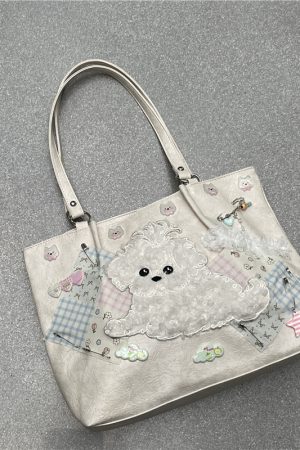 Y2K Cute Dog Tote Bag - Versatile Girl's Shoulder Bag for Commuting - Stylish Underarm Design