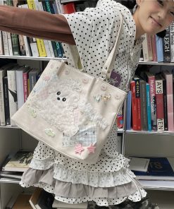 Y2K Cute Dog Tote Bag - Versatile Girl's Shoulder Bag for Commuting - Stylish Underarm Design