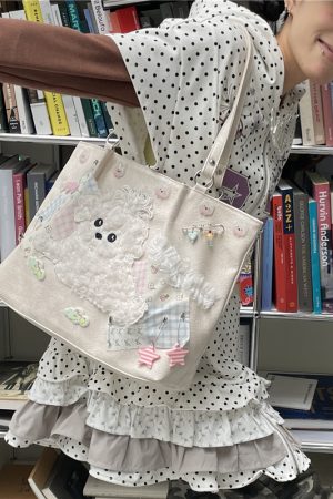 Y2K Cute Dog Tote Bag - Versatile Girl's Shoulder Bag for Commuting - Stylish Underarm Design