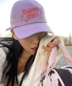 Y2K Cute Embroidered Soft Duckbill Baseball Cap - 2000s Korean Style Fashion Hat for Trendy Girls