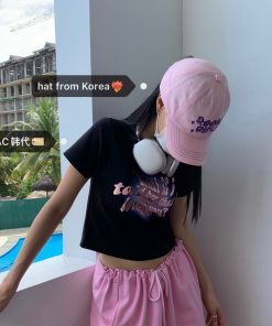 Y2K Cute Embroidered Soft Duckbill Baseball Cap - 2000s Korean Style Fashion Hat for Trendy Girls