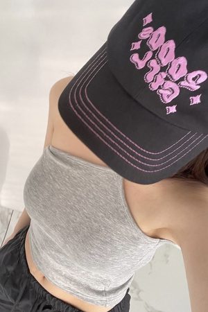 Y2K Cute Embroidered Soft Duckbill Baseball Cap - 2000s Korean Style Fashion Hat for Trendy Girls