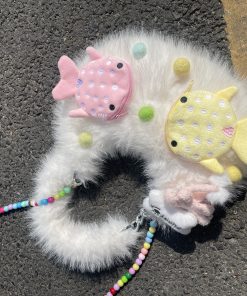 Y2K Cute Fish Plush Crossbody Bag for Women - Casual Fur Underarm Bag for Autumn & Winter