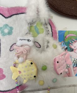 Y2K Cute Fish Plush Crossbody Bag for Women - Casual Fur Underarm Bag for Autumn & Winter