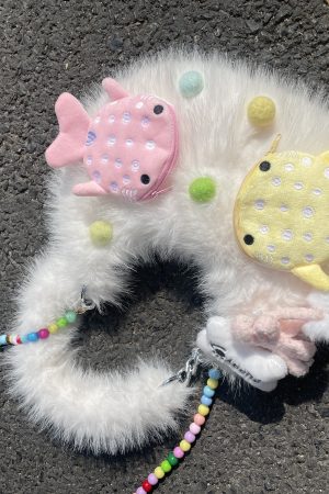 Y2K Cute Fish Plush Crossbody Bag for Women - Casual Fur Underarm Bag for Autumn & Winter