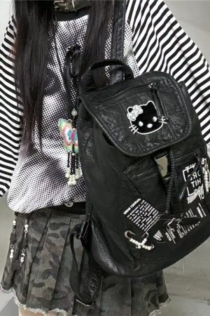 Y2K Dark Aesthetic Splicing Backpack - Large Capacity Commuter Bag for Autumn/Winter