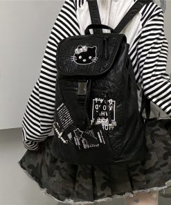 Y2K Dark Aesthetic Splicing Backpack - Large Capacity Commuter Bag for Autumn/Winter