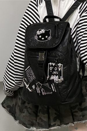 Y2K Dark Aesthetic Splicing Backpack - Large Capacity Commuter Bag for Autumn/Winter