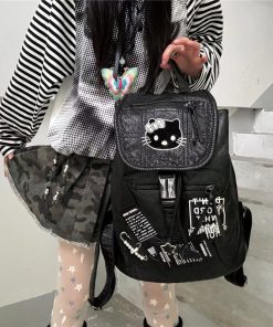 Y2K Dark Aesthetic Splicing Backpack - Large Capacity Commuter Bag for Autumn/Winter