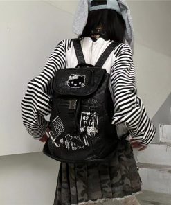Y2K Dark Aesthetic Splicing Backpack - Large Capacity Commuter Bag for Autumn/Winter