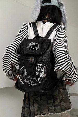 Y2K Dark Aesthetic Splicing Backpack - Large Capacity Commuter Bag for Autumn/Winter