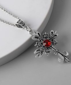 Y2K Dark Cross Necklace for Girls - Gothic Lolita Sweater Neck Chain Accessory for Halloween and Subculture Style