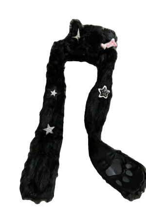 Y2K Dark Style Plush Hat, Scarf, and Gloves Set - Cozy Autumn and Winter Accessories for 2025