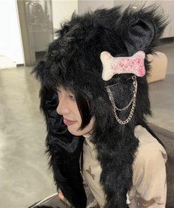 Y2K Dark Style Plush Hat, Scarf, and Gloves Set - Cozy Autumn and Winter Accessories for 2025