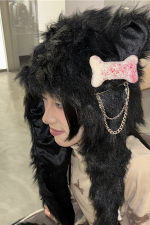 Y2K Dark Style Plush Hat, Scarf, and Gloves Set - Cozy Autumn and Winter Accessories for 2025