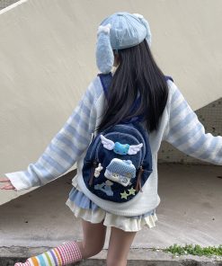 Y2K Denim Fairy Backpack with Small Wings - Playful and Quirky Backpack for Cute Girls