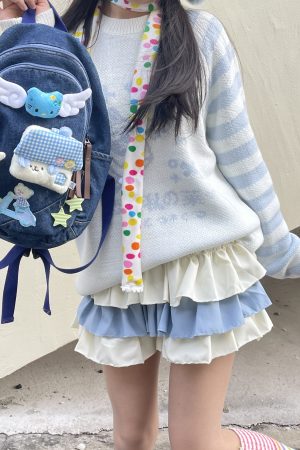 Y2K Denim Fairy Backpack with Small Wings - Playful and Quirky Backpack for Cute Girls