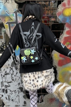 Y2K Diamond-Studded Starfish Backpack, Small Double Shoulder Bag for Streetwear, Hello Kitty Mini Backpack