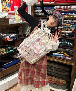 Y2K Floral Bear Paradise Backpack for Students - Stylish Travel and Commuting Bag