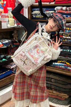 Y2K Floral Bear Paradise Backpack for Students - Stylish Travel and Commuting Bag