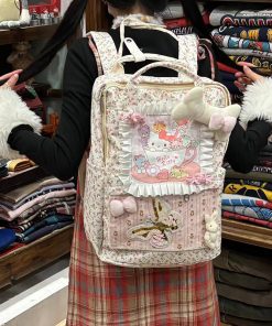 Y2K Floral Bear Paradise Backpack for Students - Stylish Travel and Commuting Bag