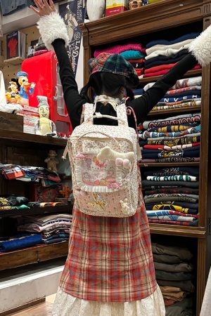 Y2K Floral Bear Paradise Backpack for Students - Stylish Travel and Commuting Bag